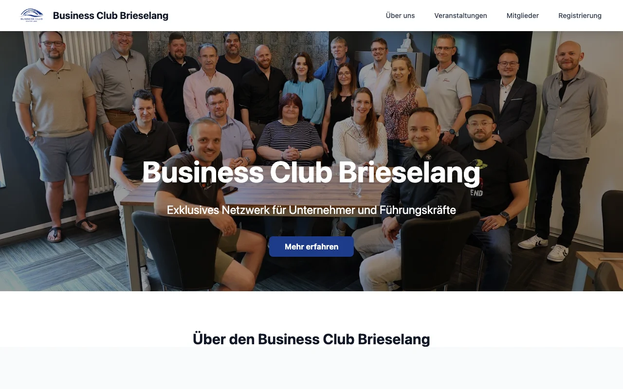Website: Business Club Brieselang: Website with Members Area